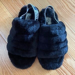 Ugg Black Fluff Yeah Slides